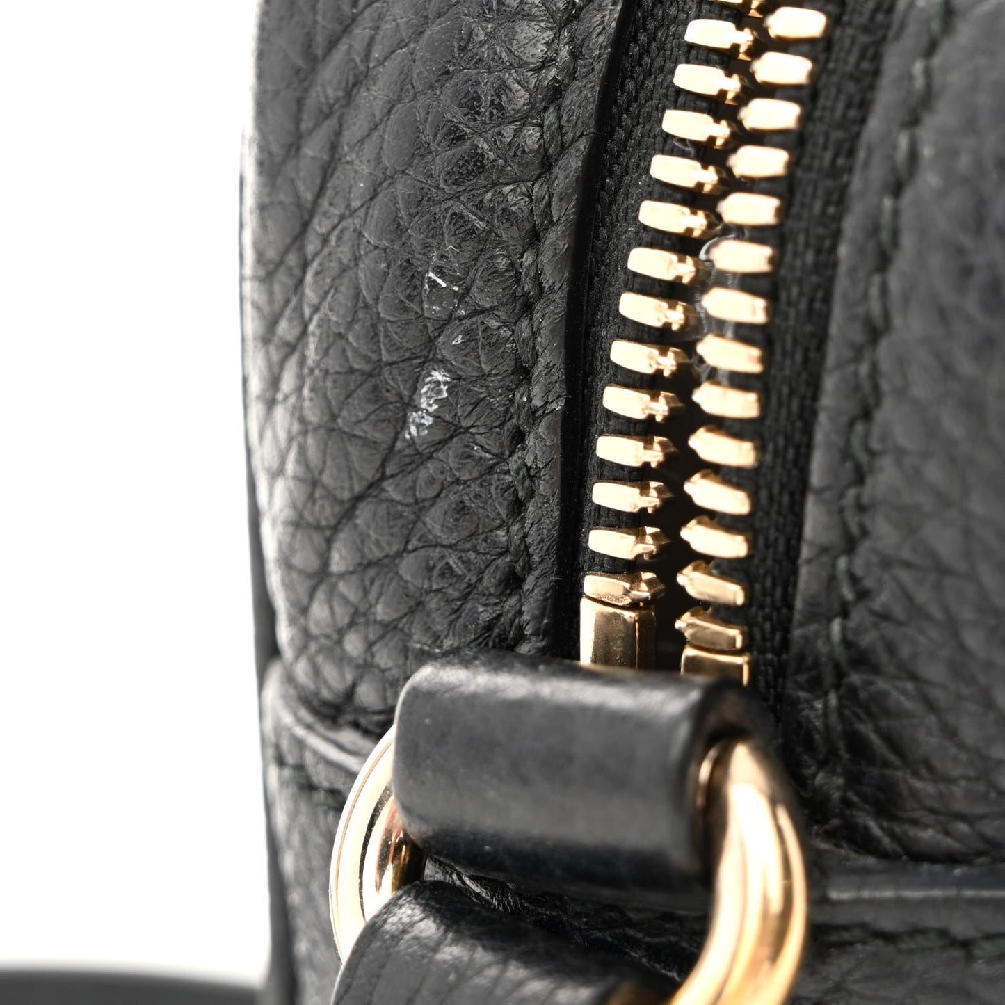 Pebbled Calfskin Small Soho Disco Bag Black