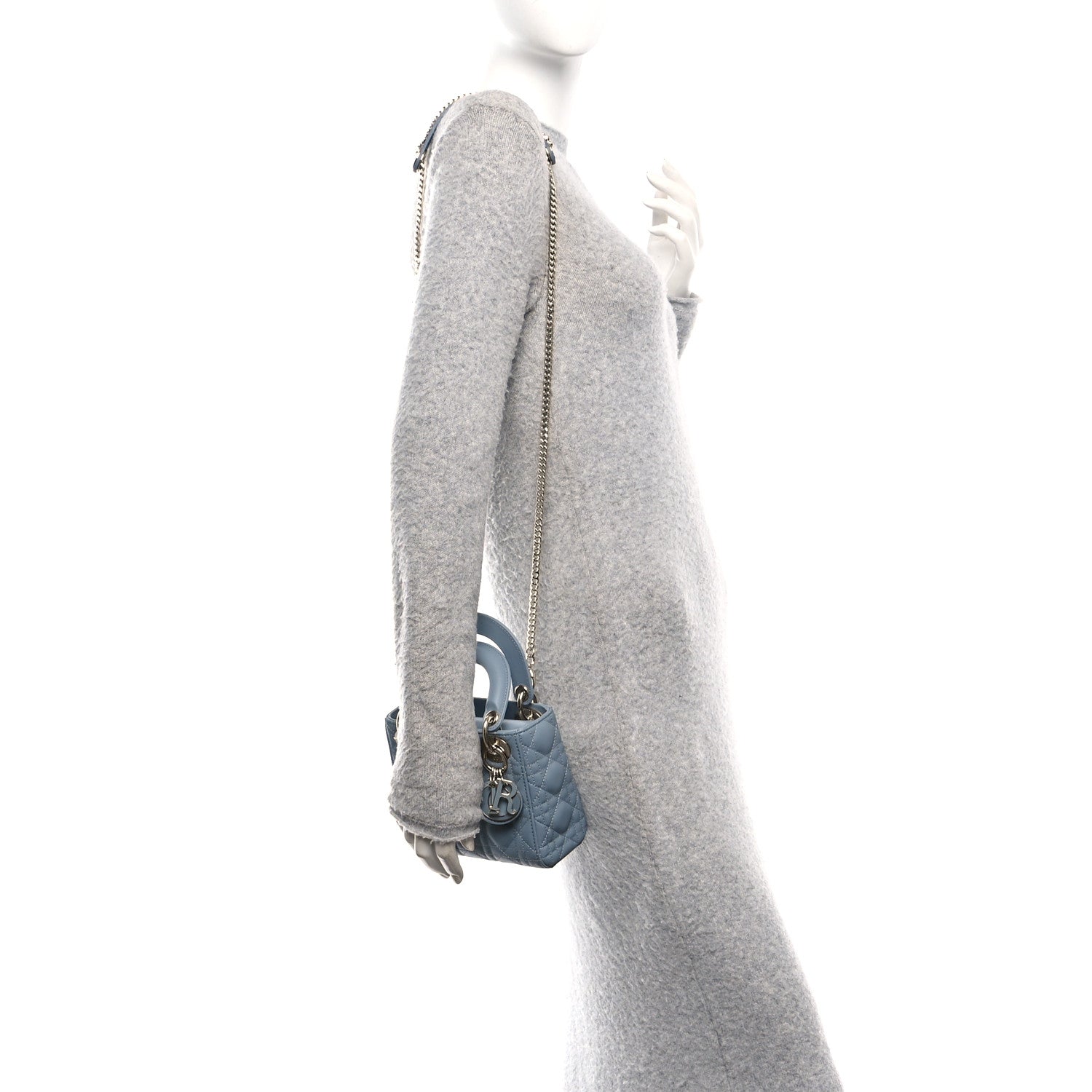 Christian Dior Lambskin Cannage Mini Lady Dior Cloud Blue 2 of 10