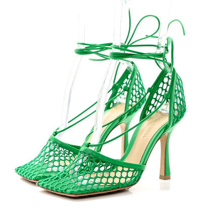 Bottega Veneta Mesh Nappa Stretch Ankle Tie 90mm Sandals 35 Grass 3 of 9