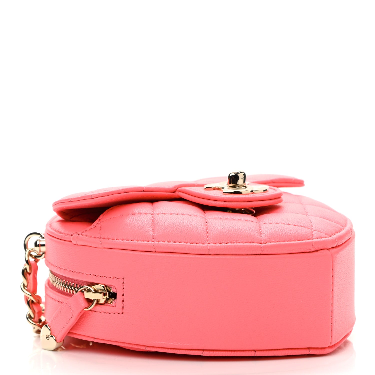 Chanel Lambskin Quilted CC In Love Heart Clutch With Chain Pink 4 of 11