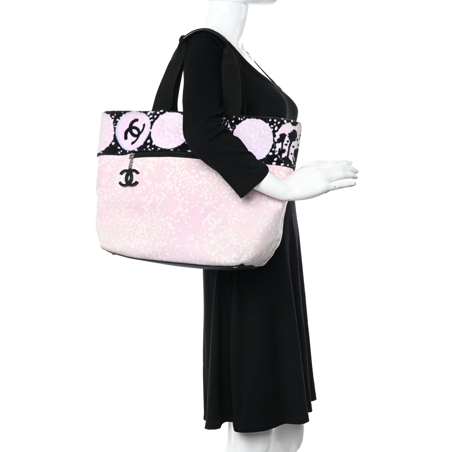 Chanel Terry Cotton Canvas Printed Large CC Tote Pale Pink 2 of 11