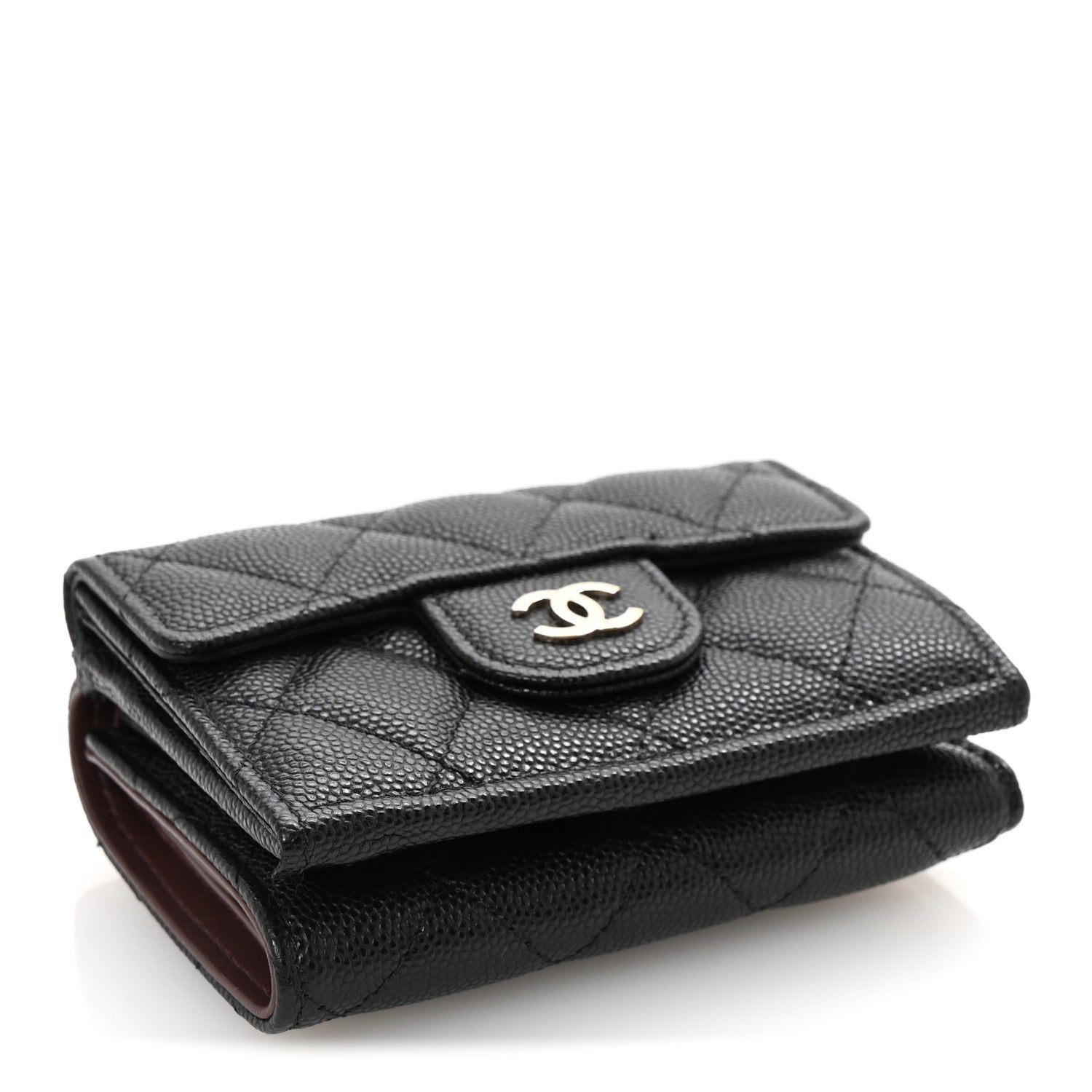 Chanel Caviar Quilted Tri-Fold Flap Wallet Black 4 of 8