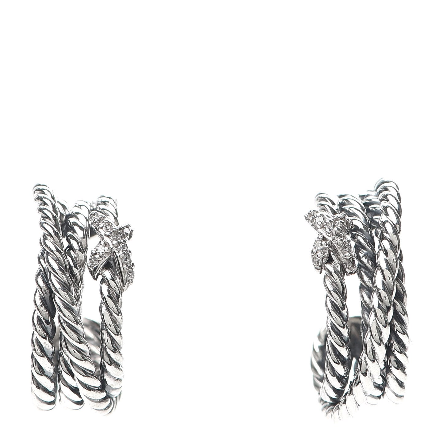 Sterling Silver Diamond Crossover X Earrings