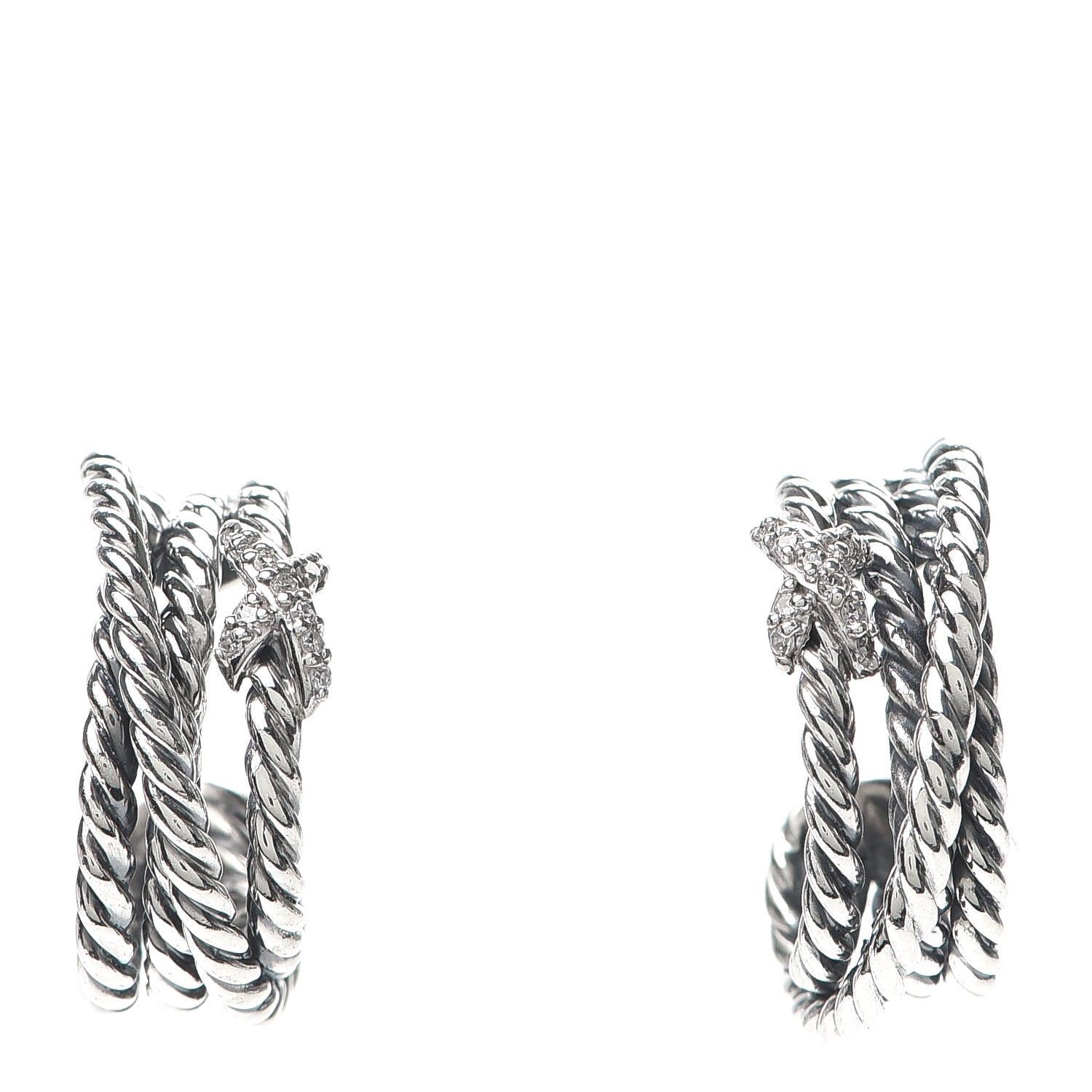 David Yurman Sterling Silver Diamond Crossover X Earrings 1 of 4