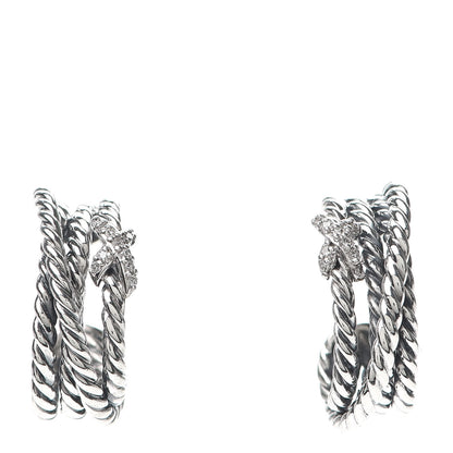 David Yurman Sterling Silver Diamond Crossover X Earrings 1 of 4