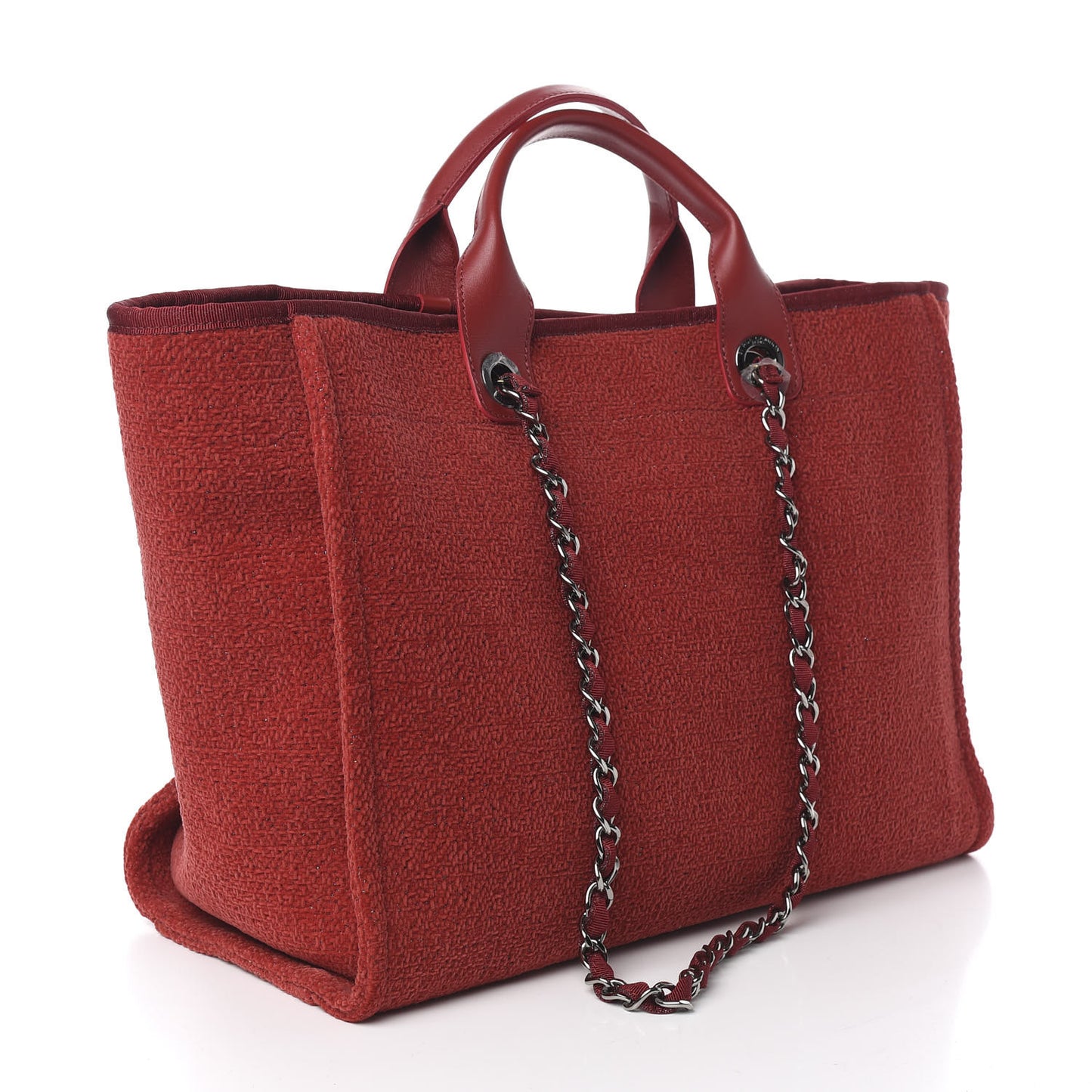Lurex Boucle Large Deauville Tote Red