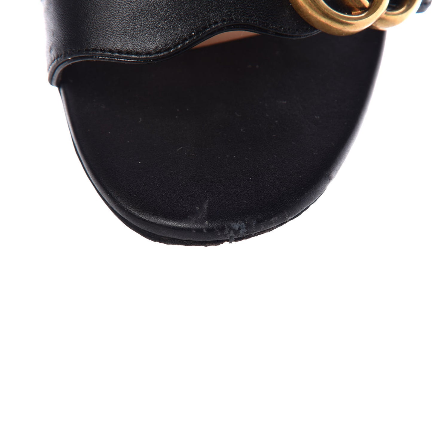 Lifford Calfskin GG Marmont Ankle Wrap 75mm Sandals 38.5 Black