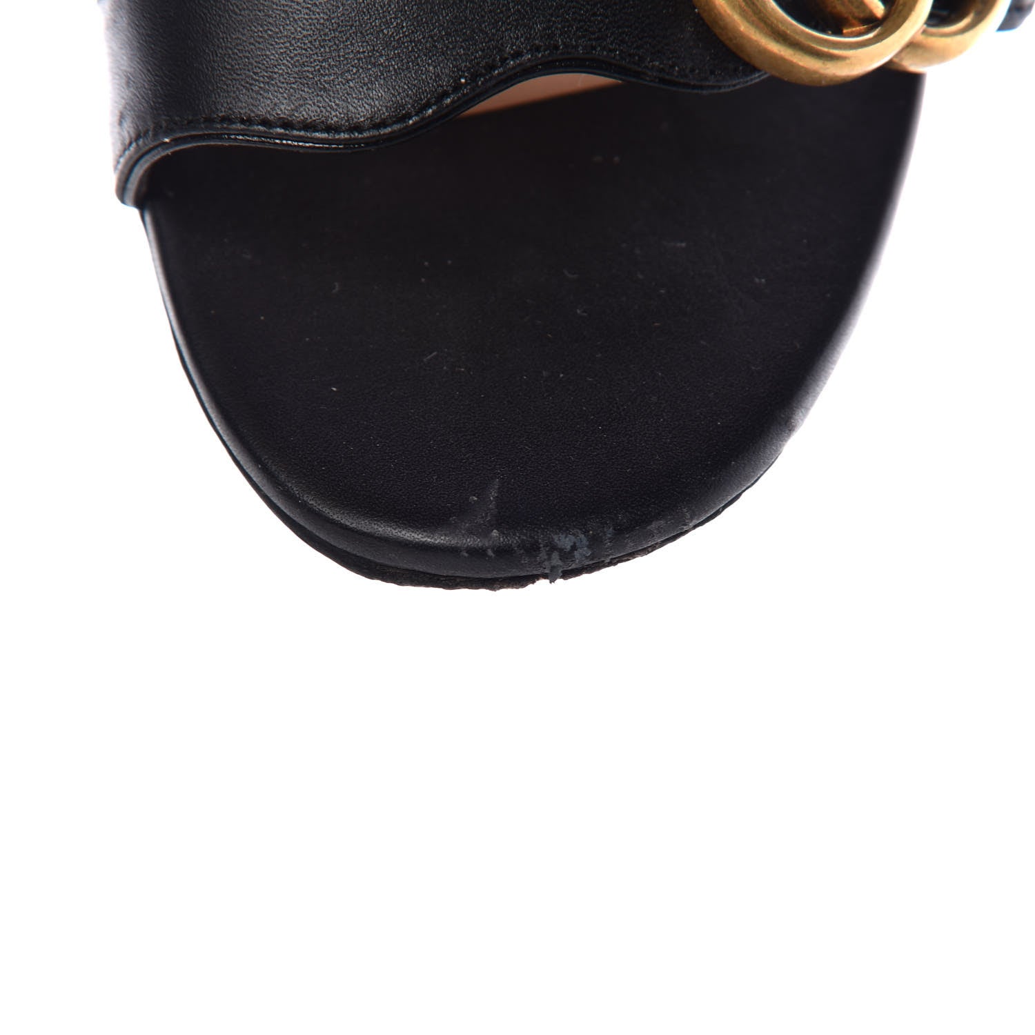 Gucci Lifford Calfskin GG Marmont Ankle Wrap 75mm Sandals 38.5 Black 9 of 11
