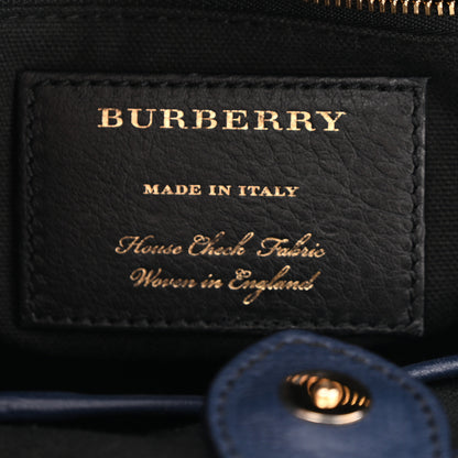Burberry Grainy Calfskin House Check Small Banner Tote Ink Blue 6 of 12