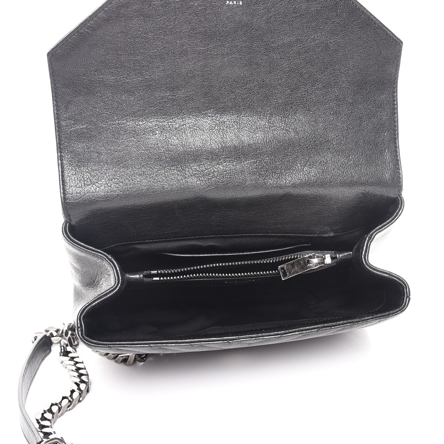 Saint Laurent Sheepskin Matelasse Chevron Monogram Medium College Bag Black 6 of 10