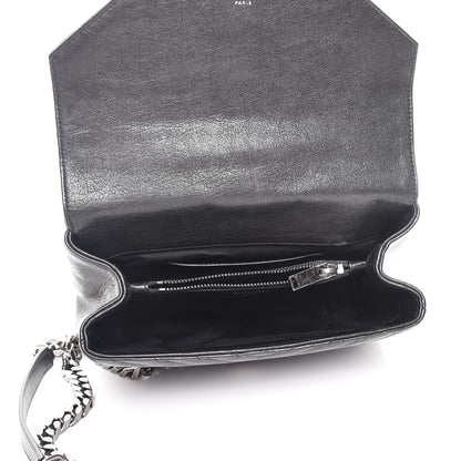 Saint Laurent Sheepskin Matelasse Chevron Monogram Medium College Bag Black 6 of 10