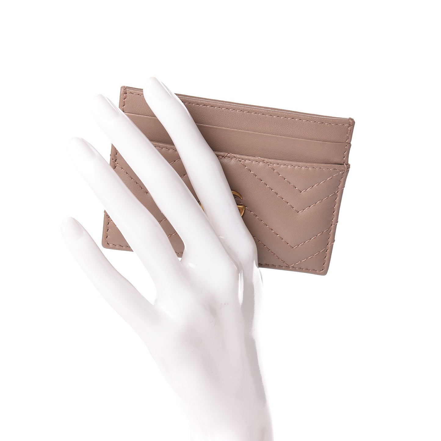 Calfskin Matelasse GG Marmont Card Holder Porcelain Rose