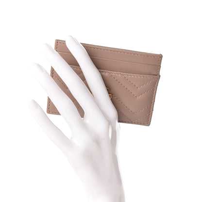 Gucci Calfskin Matelasse GG Marmont Card Holder Porcelain Rose 2 of 7