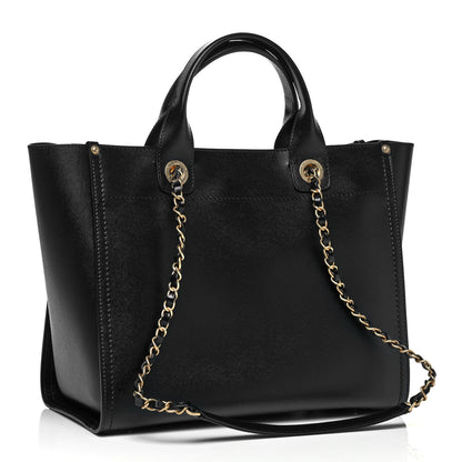 Chanel Caviar Small Studded Deauville Tote Black 5 of 11