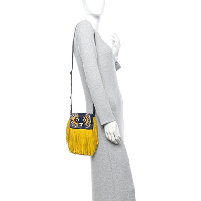 Fendi Nappa Fox Faces Fringe Micro Baguette Black Multicolor 2 of 15