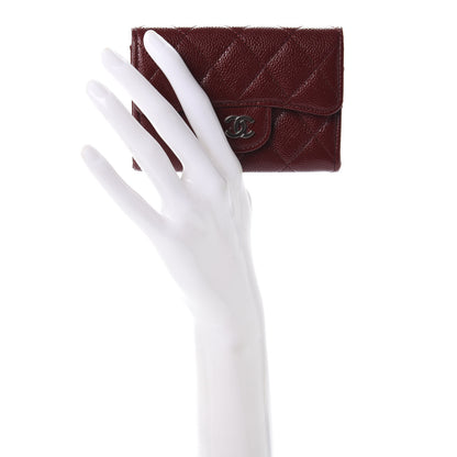 Chanel Iridescent Caviar Quilted Flap Card Holder Wallet Burgundy 2 of 11