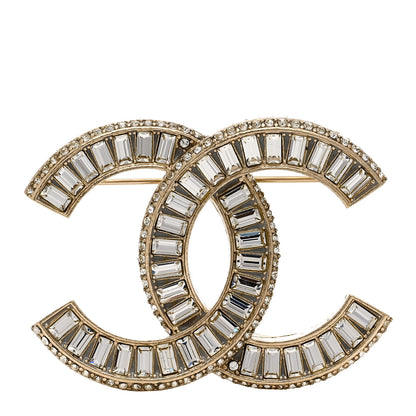 Chanel Baguette Crystal CC Brooch Gold 1 of 5