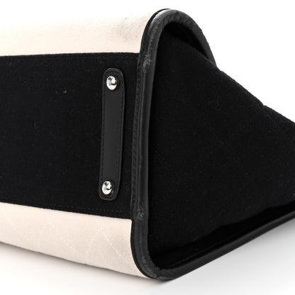 Chanel Wool Felt Calfskin Large Deauville Tote White Black 9 of 13