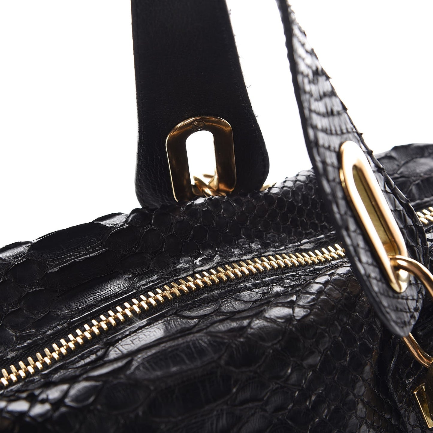 Python Calfskin Paraty East West Shoulder Bag Black
