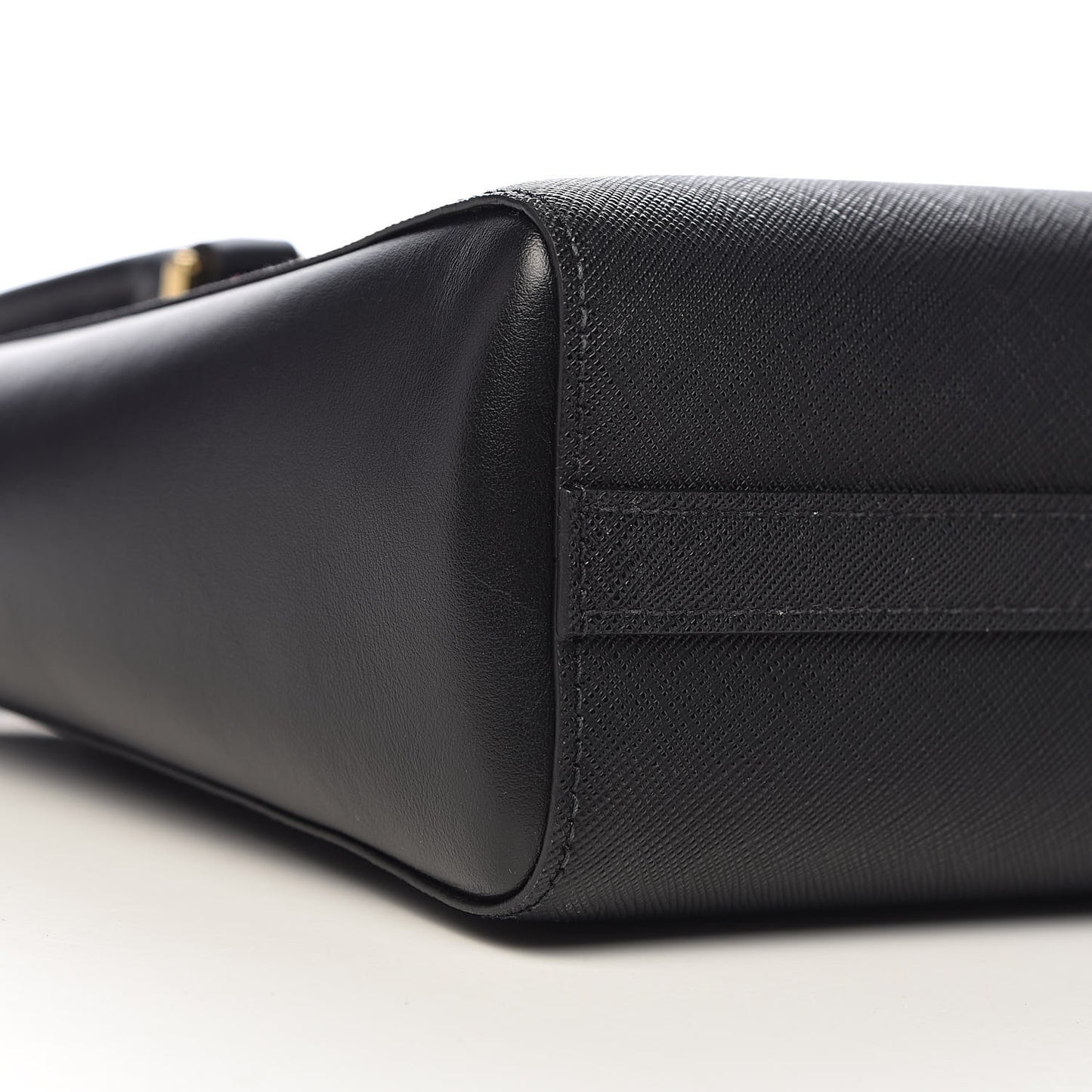 Saffiano Soft Calfskin Small Zippered Tote Black