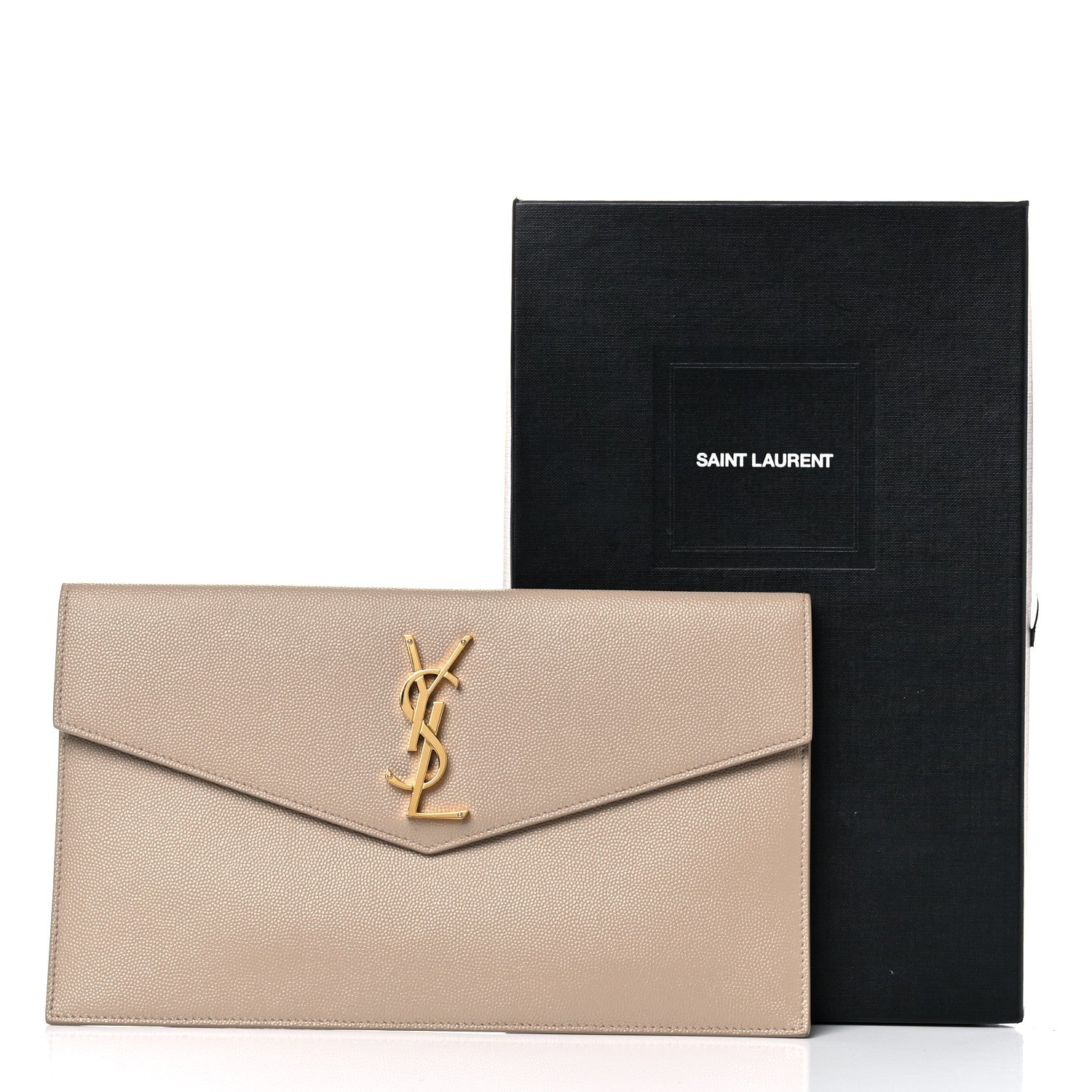 Saint Laurent Grain De Poudre Uptown Pouch Dark Beige 10 of 10