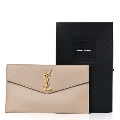 Saint Laurent Grain De Poudre Uptown Pouch Dark Beige 10 of 10