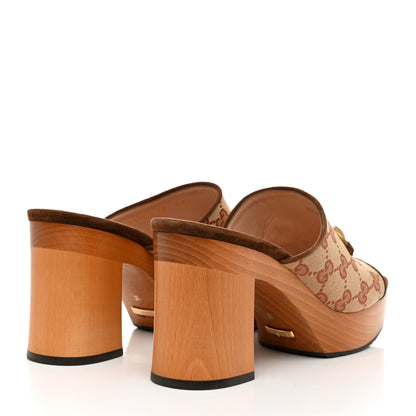 Gucci GG Monogram Suede Houdan Platform Slide Sandals 38 Beige Ruggine Maroon 4 of 9