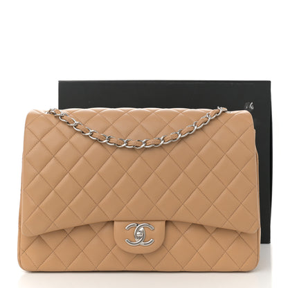 Chanel Lambskin Quilted Maxi Double Flap Beige 14 of 14
