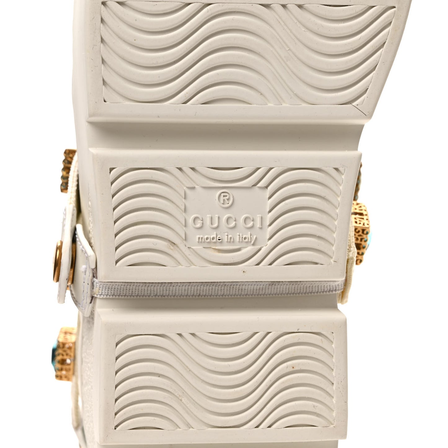 Calfskin Removable Crystals Bee Embroidered Ace Platform Sneakers 36 White