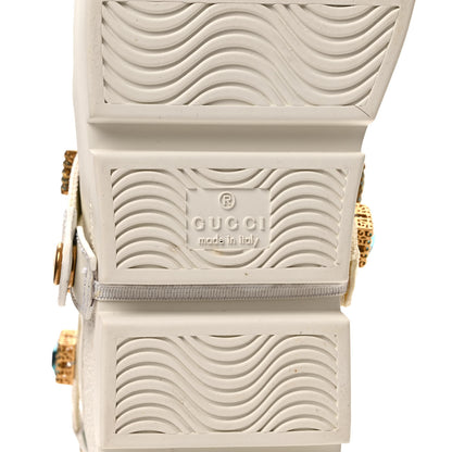 Gucci Calfskin Removable Crystals Bee Embroidered Ace Platform Sneakers 36 White 6 of 9