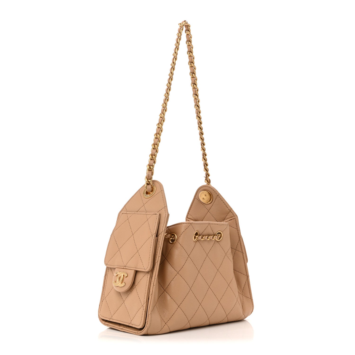 Chanel Caviar Quilted Mini Chanel 25 Handbag Beige 3 of 10