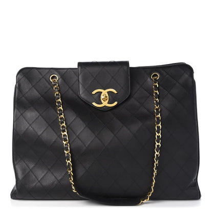 Chanel Calfskin Stitched XL Weekender Black 1 of 7