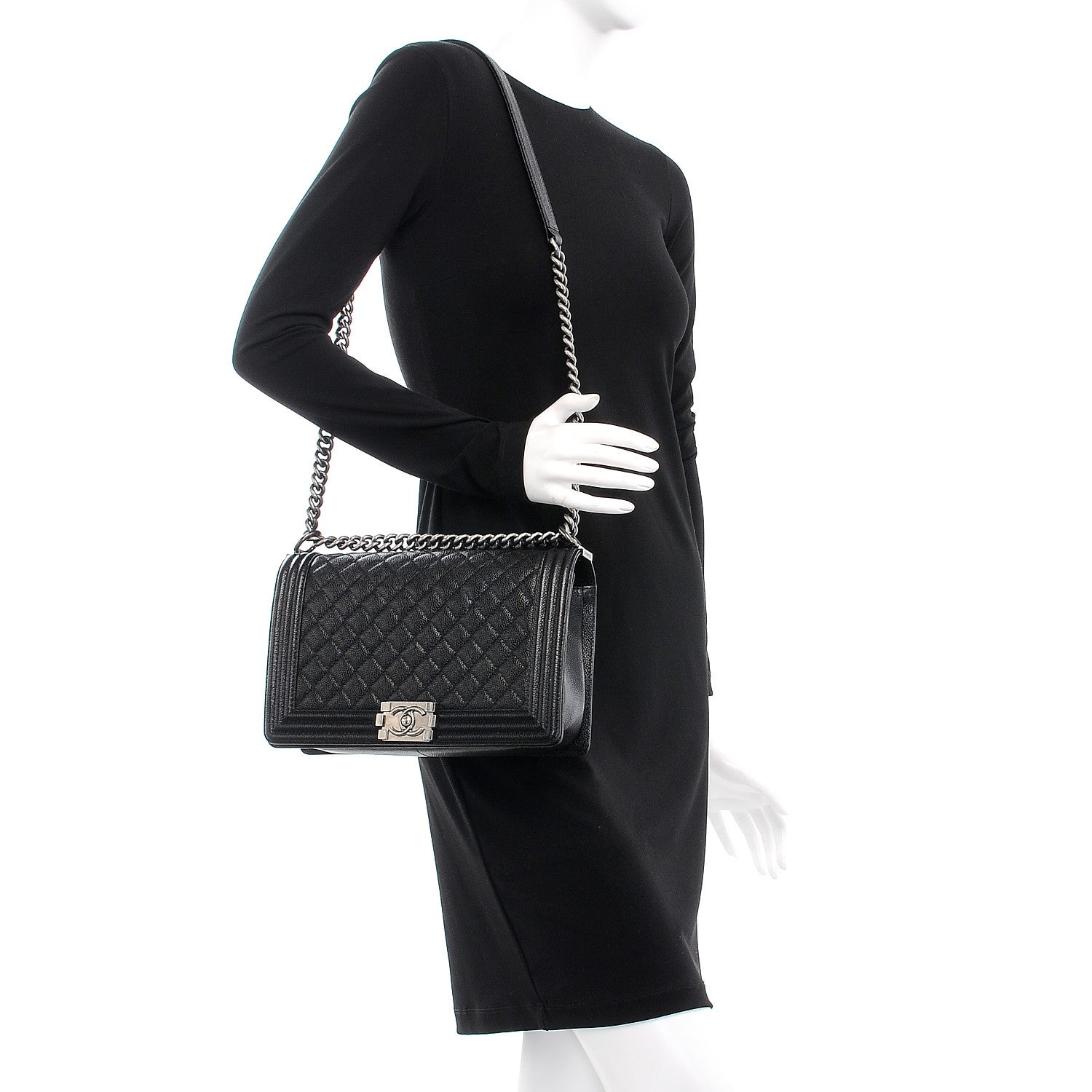 Chanel Caviar Quilted New Medium Boy Flap Black 2 of 9
