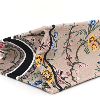 Christian Dior Canvas Embroidered Petites Fleurs Medium Book Tote Rose Multicolor 9 of 12