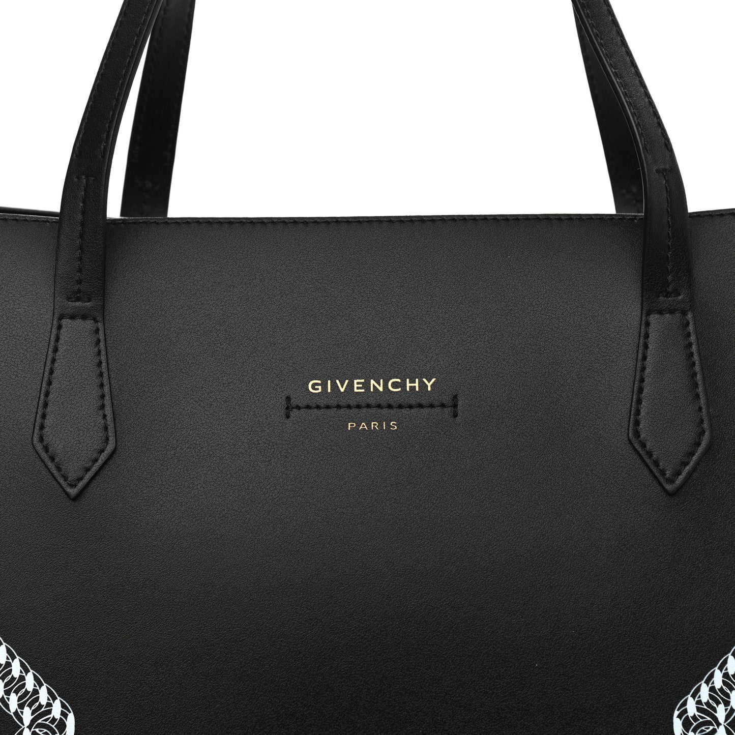 Smooth Calfskin Logo Chain Wing Shopper Tote Black White