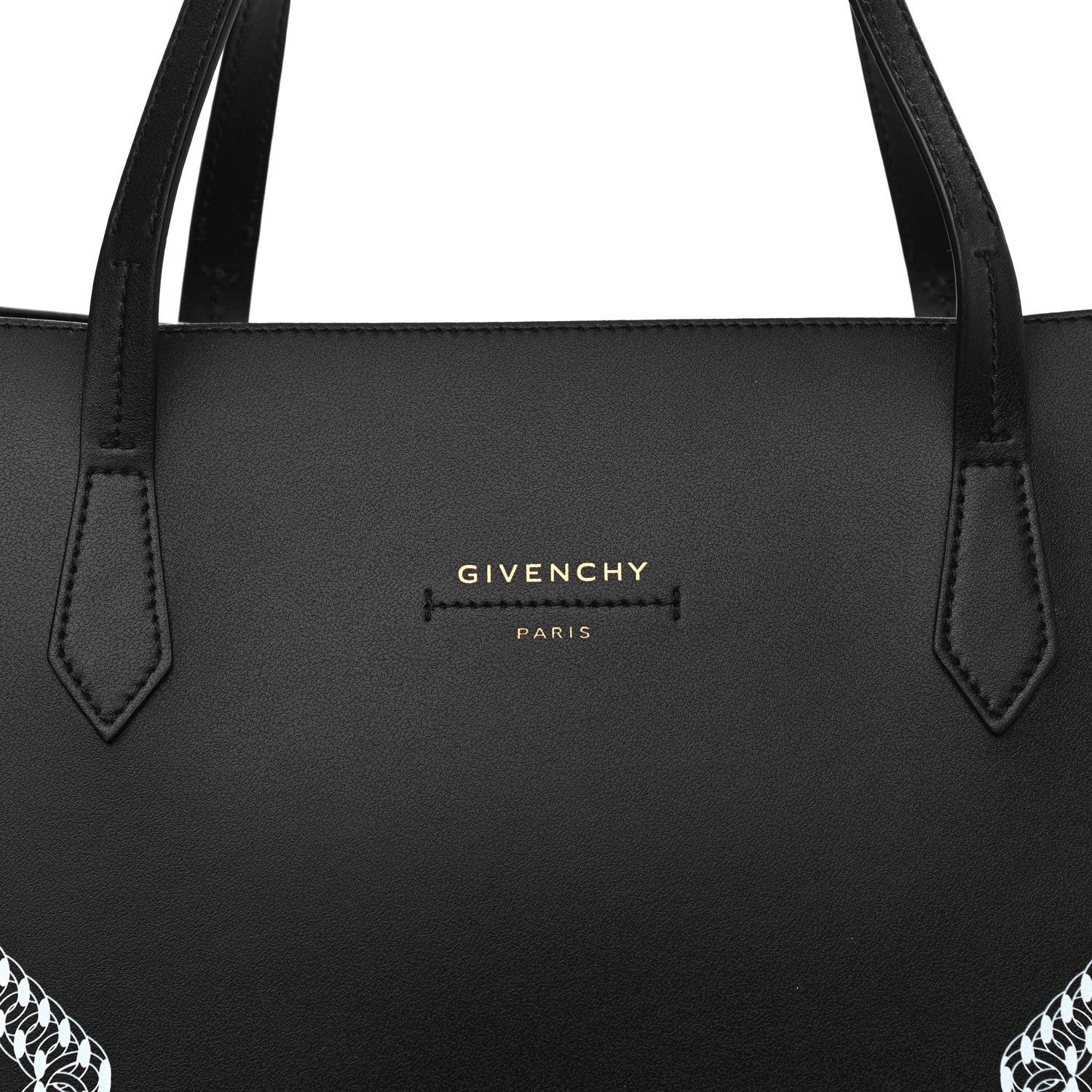 Givenchy Smooth Calfskin Logo Chain Wing Shopper Tote Black White 9 of 11