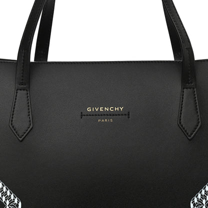 Givenchy Smooth Calfskin Logo Chain Wing Shopper Tote Black White 9 of 11