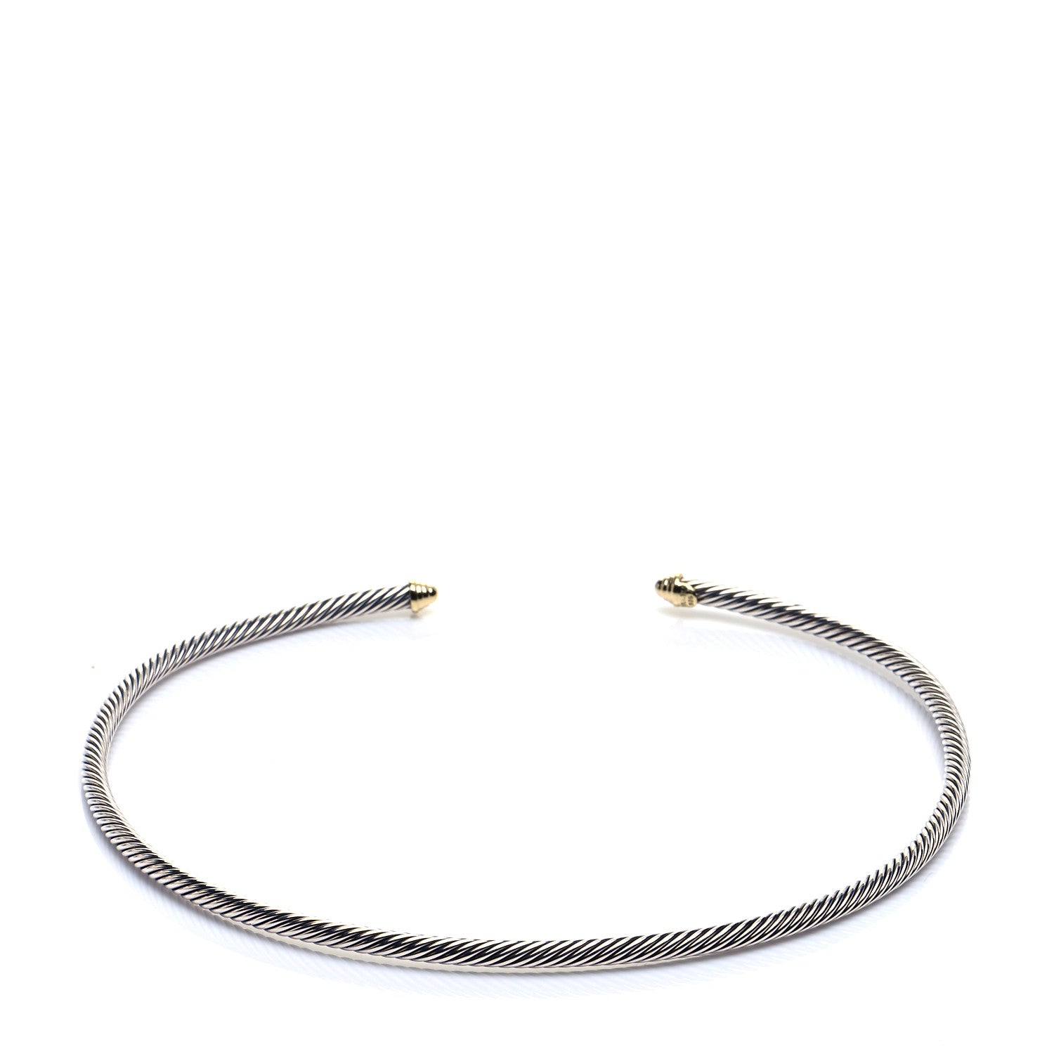 David Yurman Sterling Silver 18K Yellow Gold 4mm Cable Choker Necklace 1 of 5