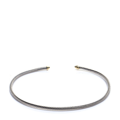 David Yurman Sterling Silver 18K Yellow Gold 4mm Cable Choker Necklace 1 of 5