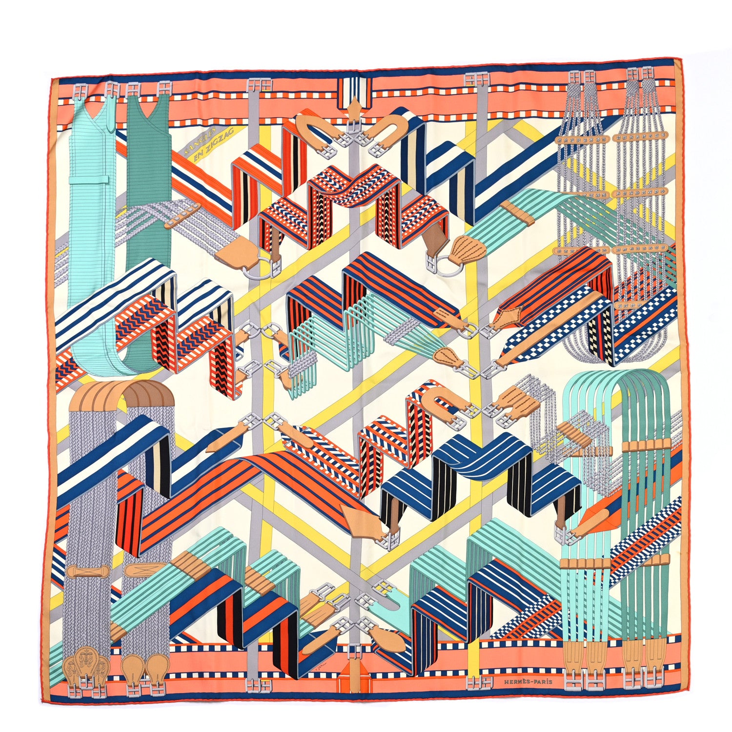 Hermes Silk Sangles En Zigzag Scarf 90 1 of 9