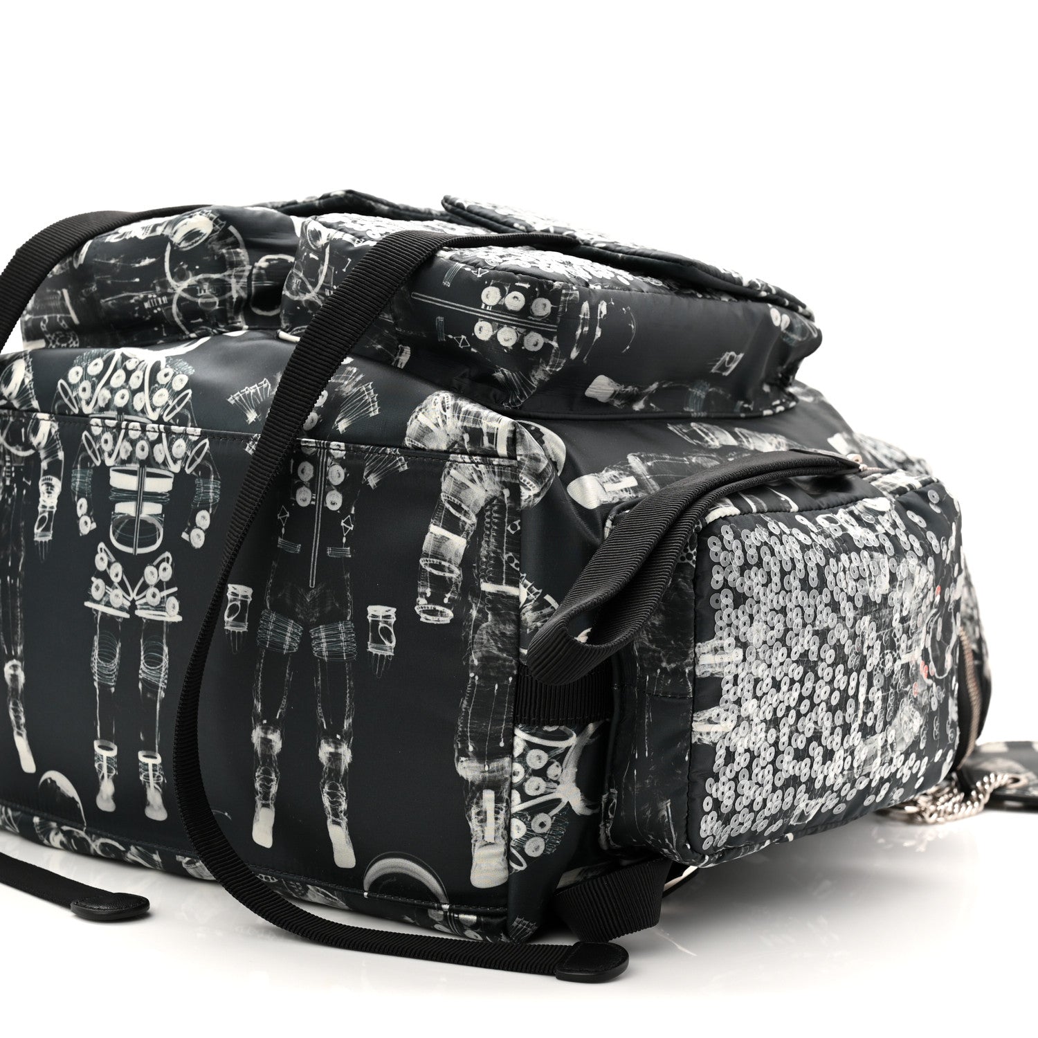 Chanel Sequin Nylon Lambskin Astronaut Essentials Backpack Black