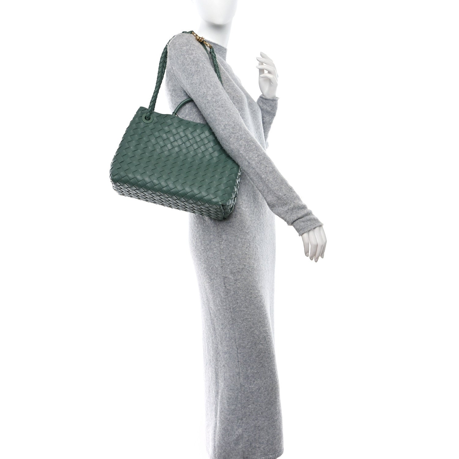 Bottega Veneta Nappa Intrecciato Medium Andiamo Shoulder Bag Aloe 2 of 8