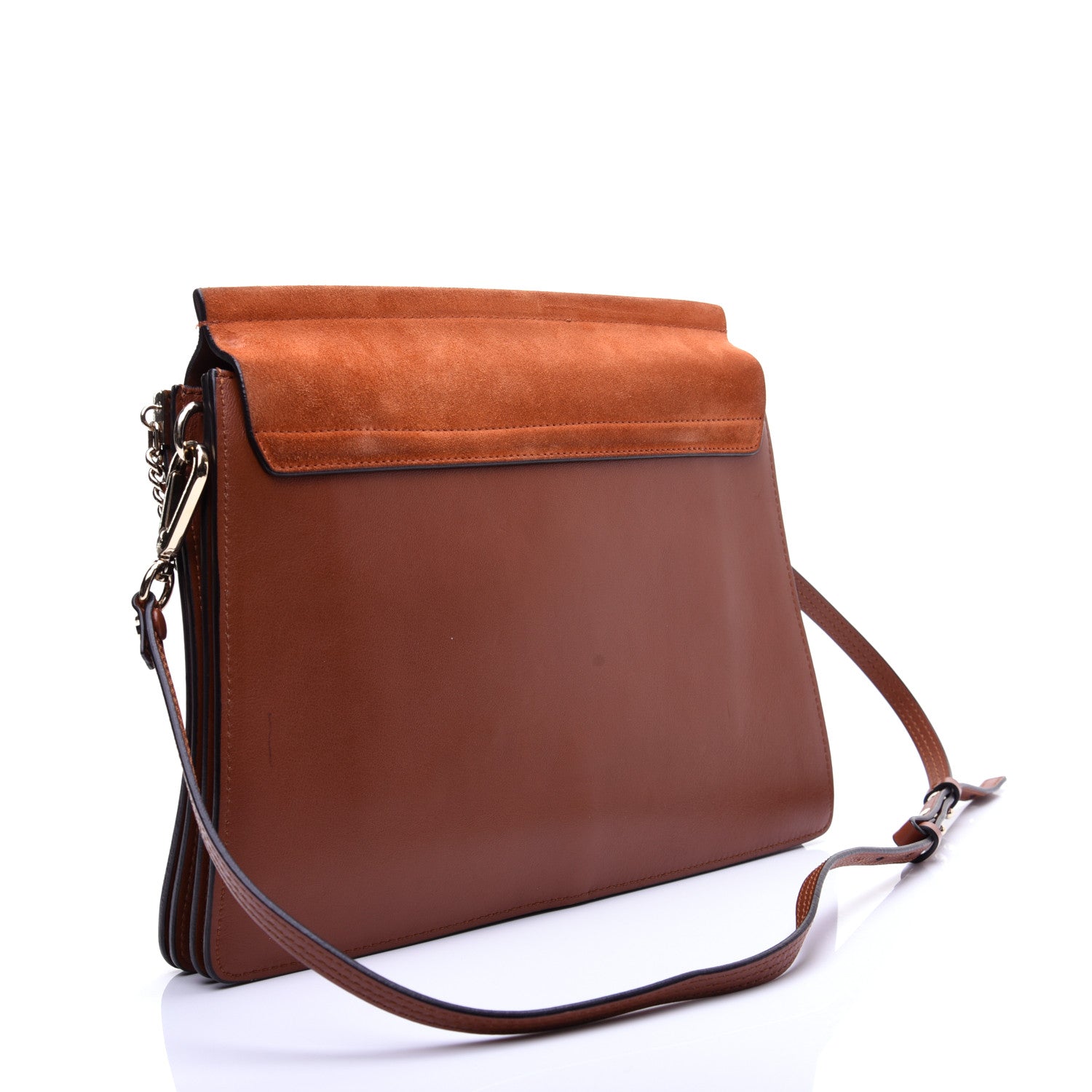 Chloe Suede Calfskin Medium Faye Shoulder Bag Tobacco 3 of 13