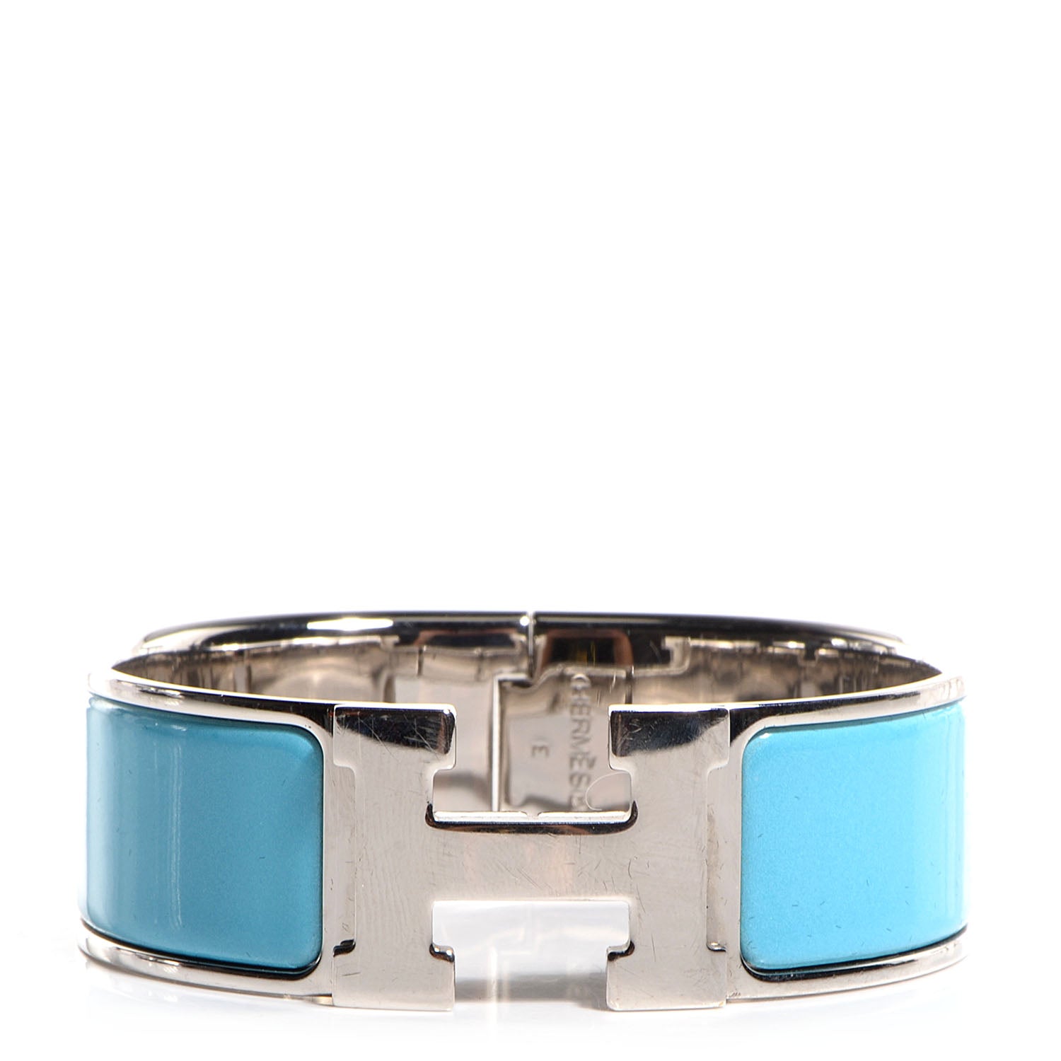 Hermes Enamel Clic Clac H Wide Bracelet PM Blue Jean 7 of 12