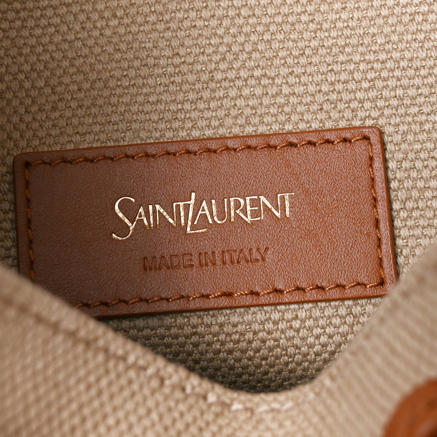 Saint Laurent Canvas Calfskin Small Bucket Bag Desert Dust Brick 6 of 10