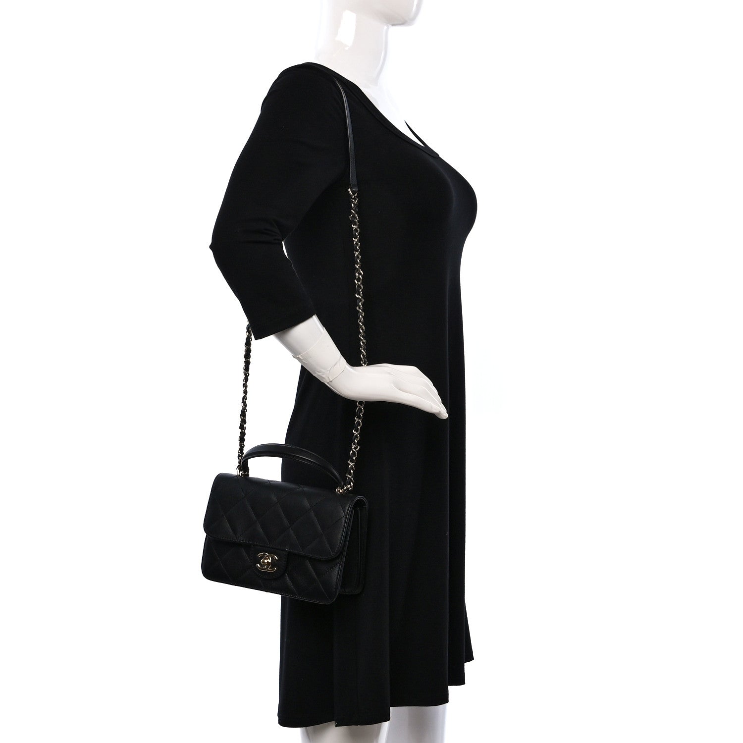 Chanel Calfskin Quilted Small Top Handle Flap Black 2 of 11