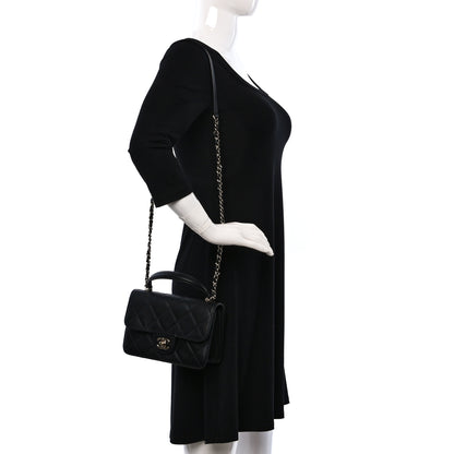 Chanel Calfskin Quilted Small Top Handle Flap Black 2 of 11