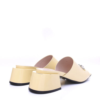 Gucci Patent Lexi Horsebit Mid-Heel Slide Sandals 36.5 Burro 2 of 13