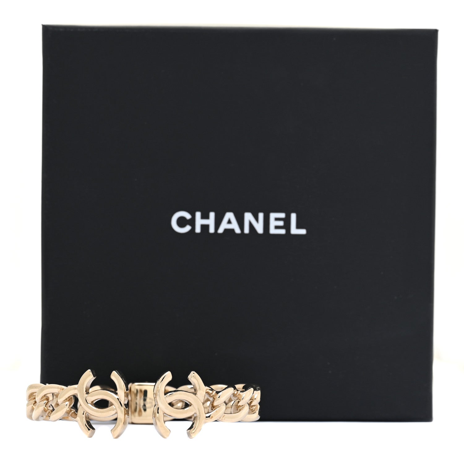 Chanel Metal CC Chain Link Cuff Bracelet Gold 6 of 6
