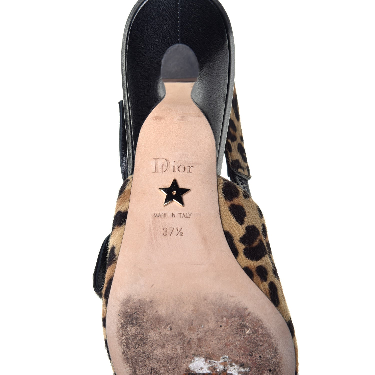 Christian Dior Calf Hair Lambskin Leopard Sweet D Slingback Pumps 37.5 6 of 8